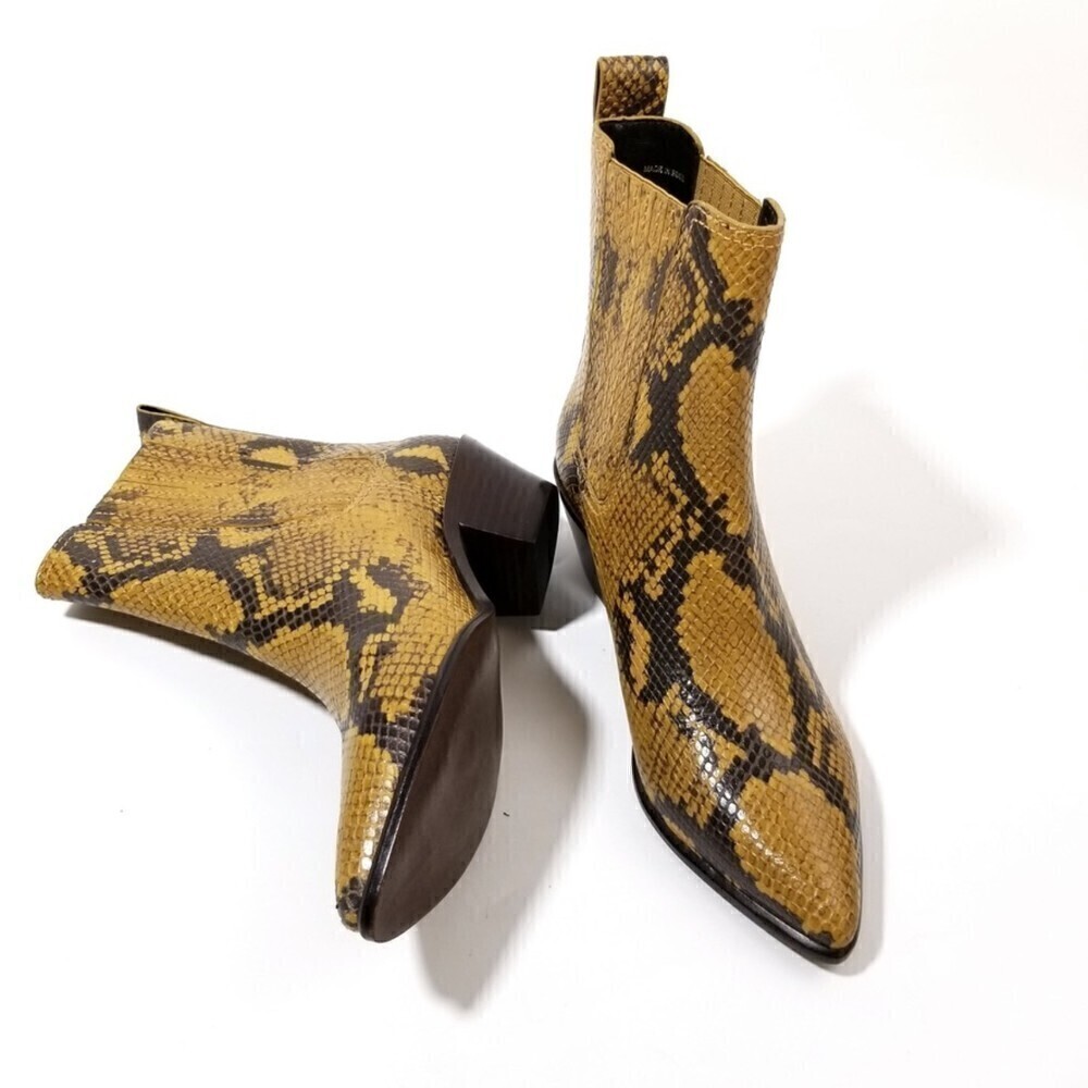 Loeffler Randall Aylin Amber Western Bootie Boho Brown Snake Print Block Boot 7